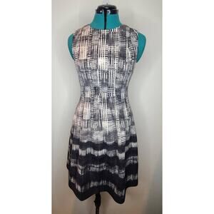 Vince Camuto fit flare black white sleeveless dress with pockets - 2